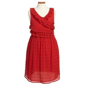 Burberry Girls Sun Dress Sleeveless Red ruffle